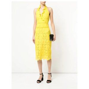 Marc Cain Lace-Embroidered Midi Dress / N1 / 34 / Size 4 / Yellow Halter